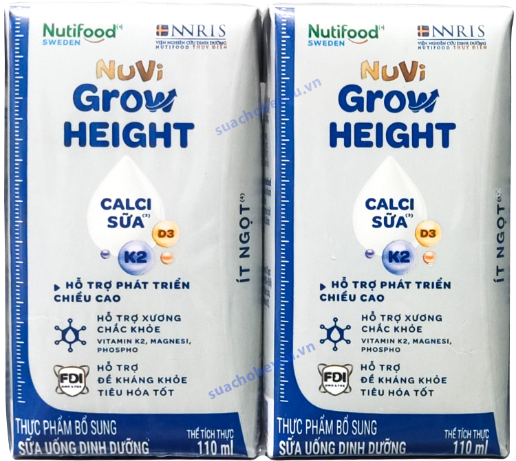 Thùng Sữa Nuvi Grow Height tăng chiều cao hộp 110ml cho trẻ từ 1 tuổi